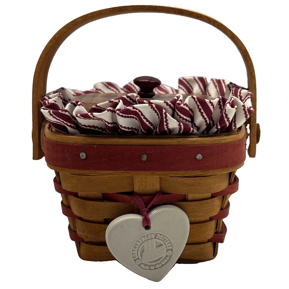 Longaberger 1996 Small Sweetheart Basket With Lid & Liner EUC